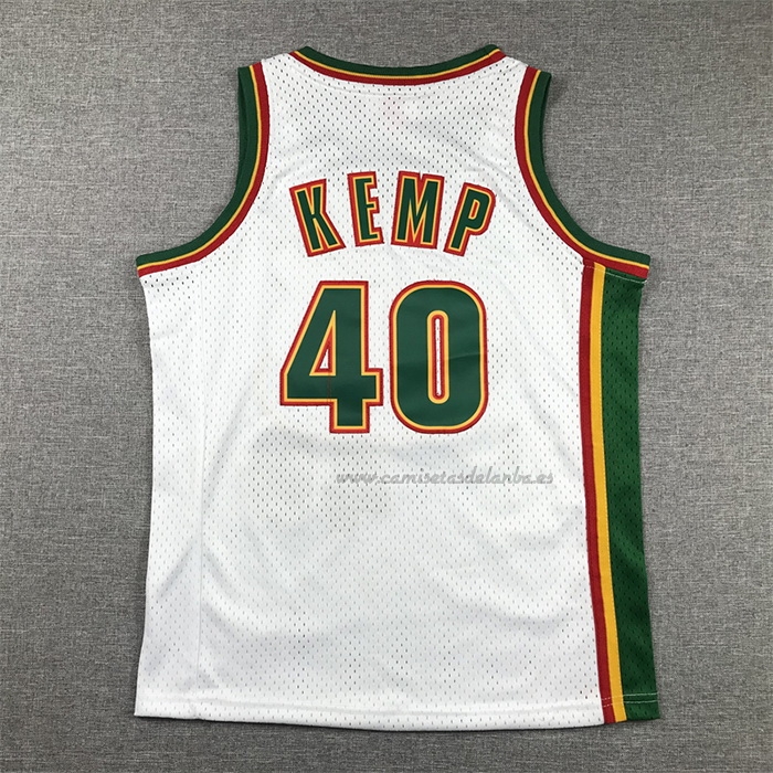 Camiseta Nino Seattle SuperSonics Shawn Kemp NO 40 Historic Retro Blanco